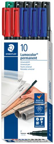 Staedtler Folienstift Lumocolor® permanent pen 318 318 B10 Blau, Grün, Rot, Schwarz von Staedtler