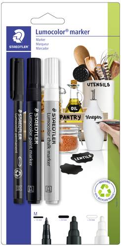 Staedtler Permanentmarker Lumocolor Schwarz, Weiß 3St. von Staedtler