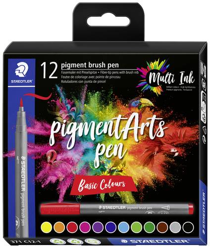 Staedtler pigment brush pen Basic Colours 371 C12-1 Fineliner farbig sortiert 12St. von Staedtler