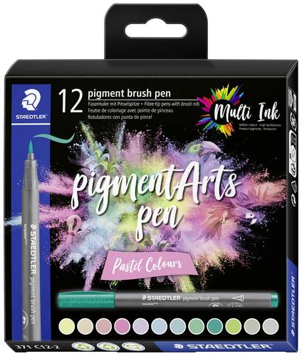 Staedtler pigment brush pen Pastel Colour 371 C12-2 Fineliner farbig sortiert, Pastell 12St. von Staedtler