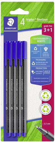 Staedtler triplus 334 R-3BK4 Fineliner Blau 0.3mm 4St. von Staedtler