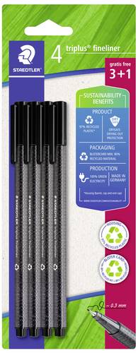 Staedtler triplus 334 R-9BK4 Fineliner Schwarz 0.3mm 4St. von Staedtler