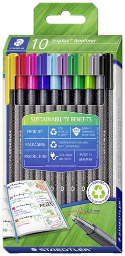 Staedtler triplus 334 RC10 Fineliner farbig sortiert 0.3mm 10St. von Staedtler