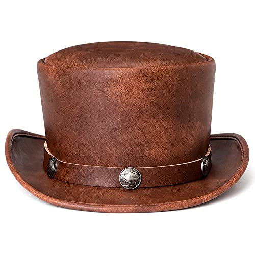 Leder Magic Hut Flat Hut Steampunk Gentleman Hut Klassischer Schwarzer -Hut Vintage Leder Hut Für Frauen Männer von Stakee