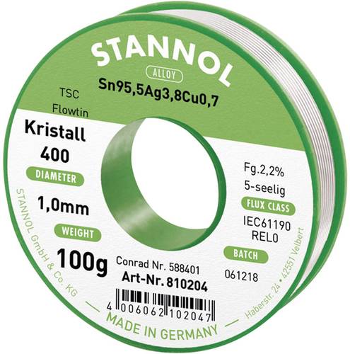 Stannol Ecology TS Lötzinn, bleifrei Spule Sn95,5Ag3,8Cu0,7 REL0 100g 1mm von Stannol