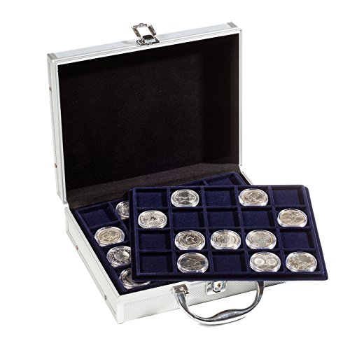 Star Collect Münzkoffer - inkl. 6 Tableaus für 120 Münzen (10€/20€/25€ Münzen) – abschließbar - Velour Schwarz von Star Collect