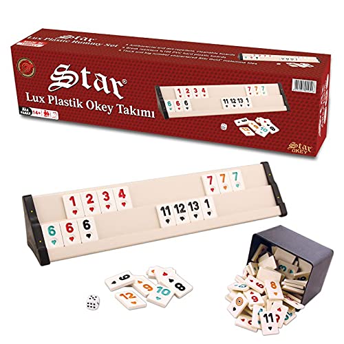 Star Oyun Aletleri Lux Plastik Okey | Kunststoff Rummikub Set | Ahsap Okey Takimi | Rummy Set mit Melamin Steinen von Star Oyun Aletleri