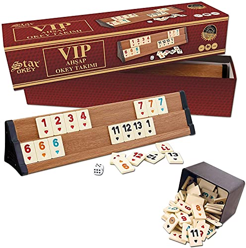 Star Premium VIP Okey Holz Wooden Rummy Set mit Melamin Steine AHSAP Okey TAKIMI von Star Oyun Aletleri