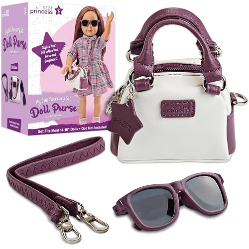 Star Princess Puppentasche und Puppensonnenbrille für 18-Zoll-Puppen–Puppenzubehör-Spielset für Kinder im Alter von 2, 3, 4, 5, 6, 7, 8, 9, 10, 11, 12 Jahren–hervorragende Ergänzung zur Puppensammlung von Star Princess