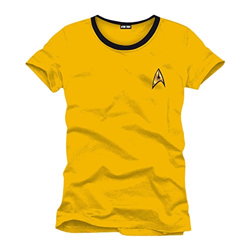 Star Trek Captain Kirk Uniform T-Shirt Raumschiff Trekkie Convention Baumwolle gelb Kostüm Oberteil - XXL von Star Trek