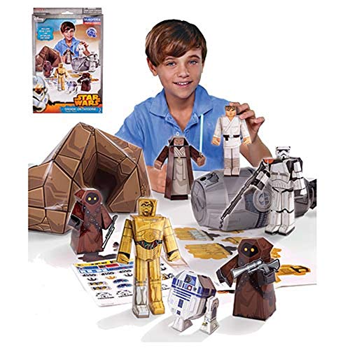 Jazwares 12900 - Blueprints Star Wars Wüstenflucht Papier Bastelset, 30 Teile von Star Wars