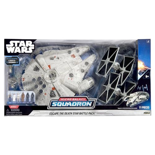 Star Wars Micro Galaxy Squadron Escape The Death Star Multicolor Battle Pack, 11-teiliges Actionfiguren-Spielset, Millenium Falcon mit bewegungsaktivierten Lichtern und Sound von Star Wars