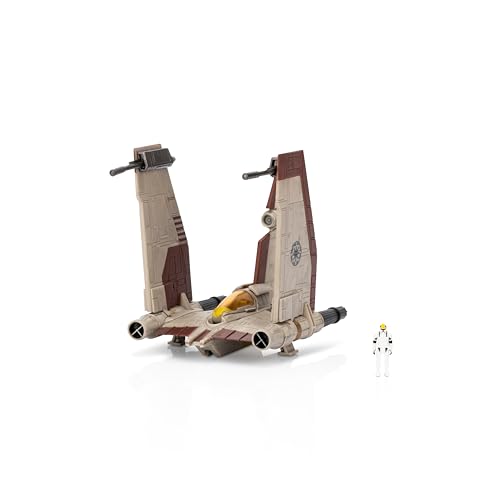 STAR WARS Micro Galaxy Squadron V-19 Torrent Starfighter - 5-Zoll-Fahrzeug mit klappbaren Flügeln und Heckflosse plus 2,5 cm Mikro-Figuren-Zubehör von Star Wars