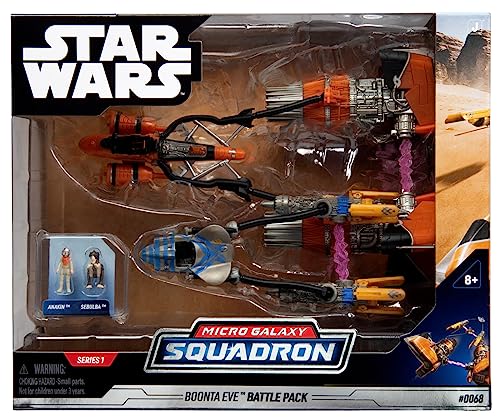 STAR WARS Micro Galaxy Squadron Battle at Boonta Eve Battle Pack - Zwei 12,7 cm Podracer Fahrzeuge mit Flugständern und Mikrofiguren-Zubehör von Star Wars