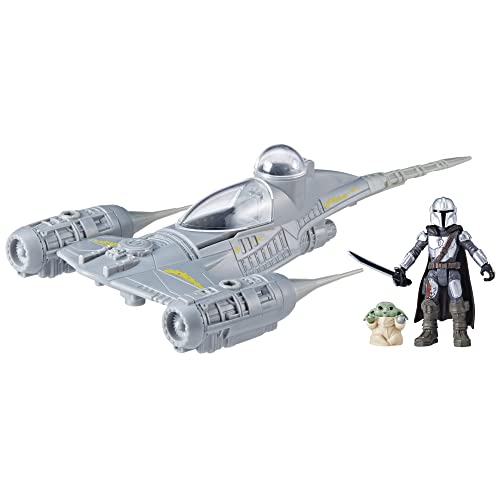 STAR WARS Mission Fleet Mando's N-1 Starfighter, Grogu & Mandalorian Action Figure Set, Ships, Toys for 4 Year Old Boys & Girls von Star Wars