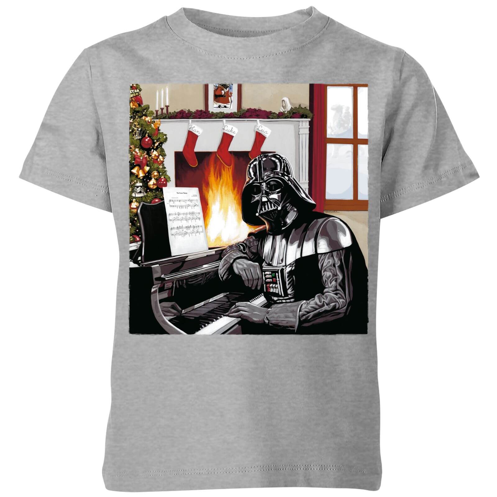 Star Wars Darth Vader Piano Player Kids' Christmas T-Shirt - Grey - 11-12 Jahre von Original Hero