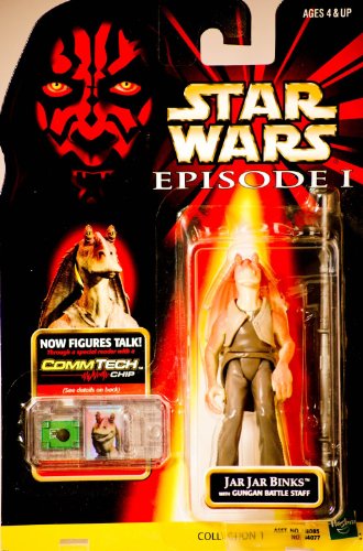 Star Wars - E1 - Commtech Chip Card - Jar Jar Binks - with Gungan Battle Staff von Star Wars