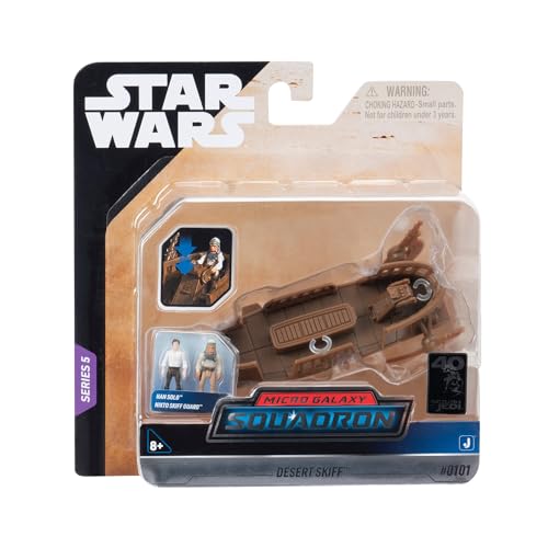 Star Wars Micro Galaxy Squadron Desert Skiff Fahrzeug mit Han Solo und Nikto Guard Figuren, 7,6 cm von Star Wars