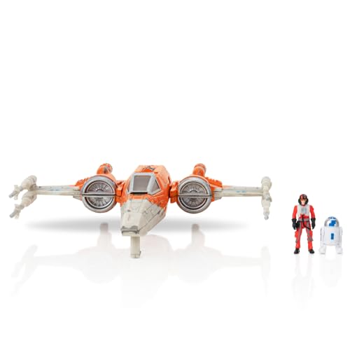 Star Wars Micro Galaxy Squadron T-70 X-wing Starfighter – 12,7 cm großes Fahrzeug mit ausklappbaren Flügeln, Droidensteckdose und zwei 2,5 cm großen Mikrofiguren-Zubehör von Star Wars