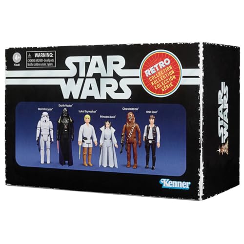 Star Wars The Retro Collection – Exklusives Rare Pack – 6 Figuren mit Gelenken, 10 cm – Darth Vader, Chewbacca, Leia, Skywalker, Stormtrooper, Han Solo von Star Wars