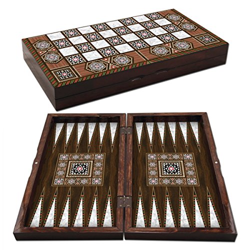 Staroyun 1020128 Backgammon-Spiel, massives Perlmutt, 25 x 48 x 7 cm von Star Oyun Aletleri