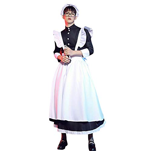 Herren Lolita Maid Cosplay Kostüm Große Größe Lustig Kreuz Ankleiden Haushälteruniform Halloween Verkleidung (Schwarz, L) von StarDY