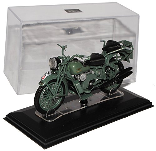 Starline Moto Guzzi Alce Alpini Grün mit Sockel und Vitrine 1/24 Modell Motorrad von Starline