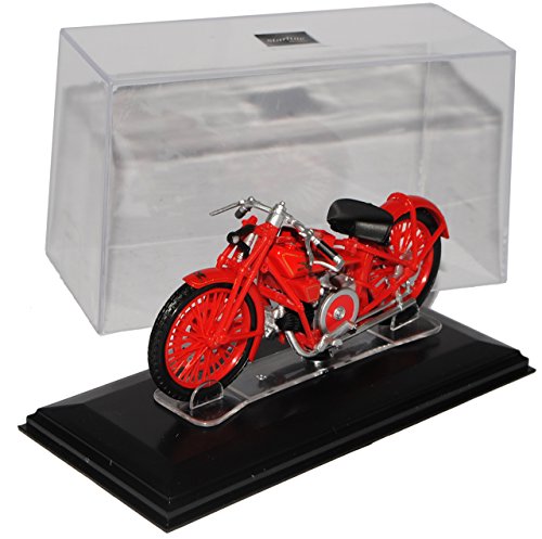 Starline Moto Guzzi Corsa 4V Rot mit Sockel und Vitrine 1/24 Modell Motorrad mit individiuellem Wunschkennzeichen von Starline