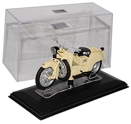 Starline Moto Guzzi Galletto Creme Beige mit Sockel und Vitrine 1/24 Modell Motorrad von Starline