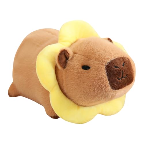 Starnearby Capybara Kuscheltier, 2024 Neue Niedliche Capybara Plüschtier, Simulation Capibara Plushie Puppen, Super Weiche Plüsch Spielzeug Geburtstagsgeschenk für Kinder (Gelbe Blumen Capybara) von Starnearby