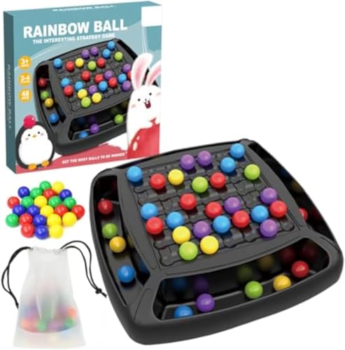 Starnearby Intellektuelles Schachbrett Doppelduell Magnetisches Schachspiel Elimination Brettspiel Regenbogenball Schachbrett Strategiespiele für Kinder Erwachsene Familienspiele Partyspiele (48pcs A) von Starnearby