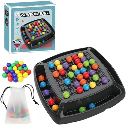 Starnearby Intellektuelles Schachbrett Doppelduell Magnetisches Schachspiel Elimination Brettspiel Regenbogenball Schachbrett Strategiespiele für Kinder Erwachsene Familienspiele Partyspiele (48pcs B) von Starnearby