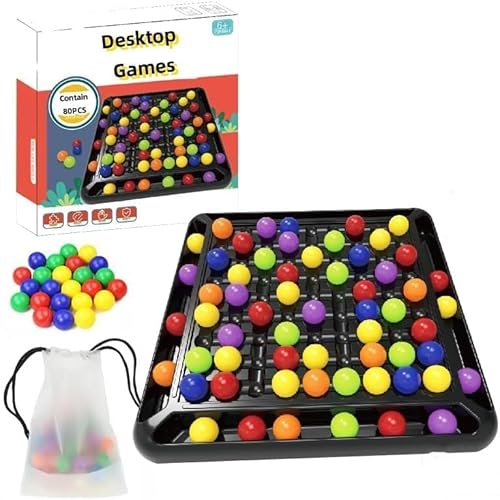 Starnearby Intellektuelles Schachbrett Doppelduell Magnetisches Schachspiel Elimination Brettspiel Regenbogenball Schachbrett Strategiespiele für Kinder Erwachsene Familienspiele Partyspiele (80pcs) von Starnearby