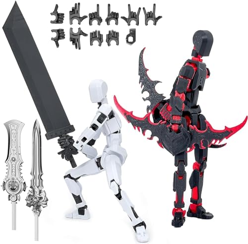 Starnearby T13 Action Figure, 2 Stück Bereits Montiert 13CM 3D Printed Titan 13 Action Figure, Lucky 13 Roboter-Actionfigur mit 5 Waffen und 6 Handschuhen, Actionfiguren Geschenk für Kinder (B) von Starnearby