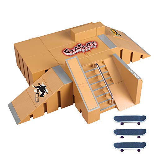 Stecto Mini Finger Skateboard Ramp Park Set mit 5 Fingerboards, Skater-Partys und 3 Fingerboards, Skate Park Rampen-Set, Fingerboards, Geländer, Trainingsspiele Stecto Mini Finger Skateboard Ramp Park Set mit 5 Fingerboards, Skater-Partys und 3 Fingerboards, Skate Park Rampen-Set, Fingerboards, Geländer, Trainingsspiele von Stecto