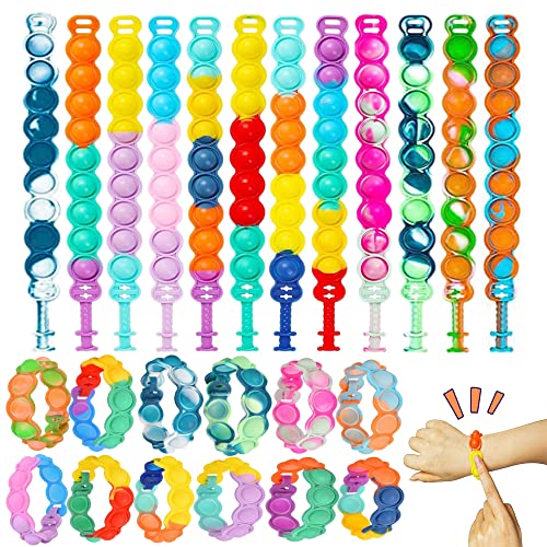 Steemjoey 24 Pieces Fidget Toy Set Pop Bubble Fidget Armband Spielzeug Pop Armband Kinder Set Anti-Stress Toy Fidgets Toys for Children and Adults von Steemjoey