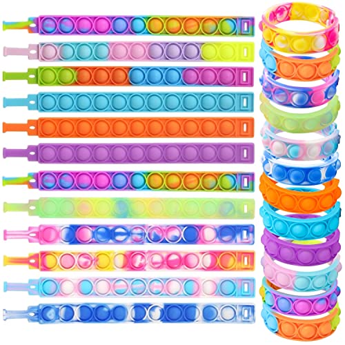 Steemjoey 24 Stück Pop Armband,Pop Bubble Bracelet Fidget Armband Spielzeug Set,Pop Armband Kinder Set Fidget Toys Set,Simple Sensory Toy,Stress Relief Fidgets Toys für Baby Kinder Erwachsene von Steemjoey