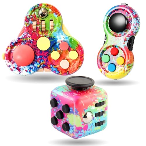 Steemjoey 3Pcs Anti-Stress Würfel Spielzeug, Fidget Toy Cube, Fidget Pad Controller zum Stressaubbau bei Nervösität für ADD, ADHS, Autismus, Teenager, Kinder, Erwachsene (Farbe) von Steemjoey