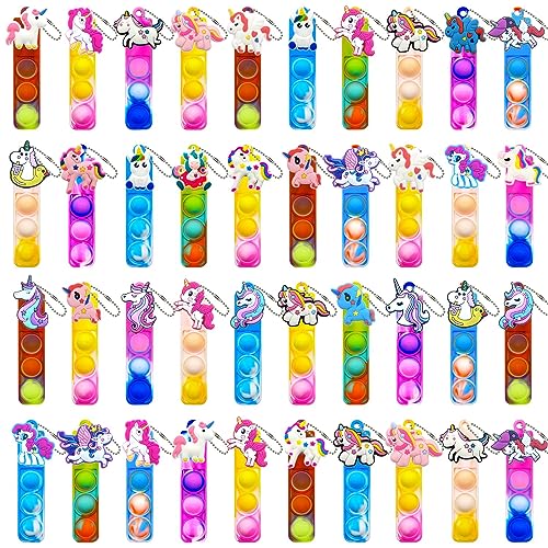 Steemjoey 40PCS Pop Push It Fidget Toy, Silikon Regenbogen Stressabbau Handspielzeug, Poppet Bubble Finger Toys Sensorik Pop Figetttoys Spielzeug Einhorn Geschenk für Kinder Erwachsene (Zufällig) von Steemjoey