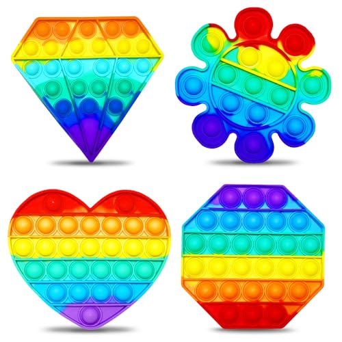 Steemjoey 4PCS Push It and Pop Bubble, Sensorisches Fidget Spielzeug, Diamant Herz Blume Achteck Stressabbau Spielzeug, Erwachsene und Kinder zu entlasten Angst und Autismus von Steemjoey