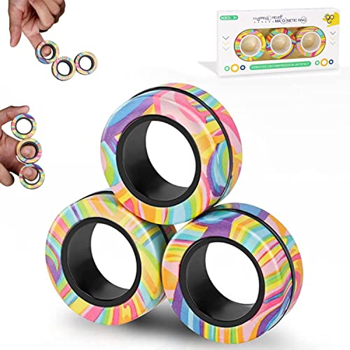 Steemjoey Magnetische Ringe Fidget Toys, Anti-Stress Fidget Spielzeugs ADHS Magische Fingerring Spielzeug Sets Fidget Magnet Ringe Pack Tolles Geschenk für Erwachsene Teenager Kinder von Steemjoey