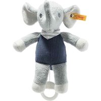 STEIFF 242410 GOTS Eliot Elefant Spieluhr, hellgrau/blau 22 cm von Steiff