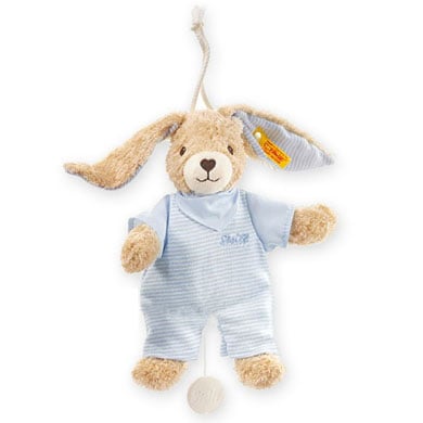 STEIFF Hoppel Hase Spieluhr 20 cm blau von Steiff