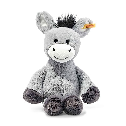 Steiff Kuscheltier Dinkie Esel, Süßes Stofftier mit Kunststoffaugen, Kinder, Jungen & Mädchen, Friends, Plüschtier 30 cm, Hellgrau, 073748 von Steiff