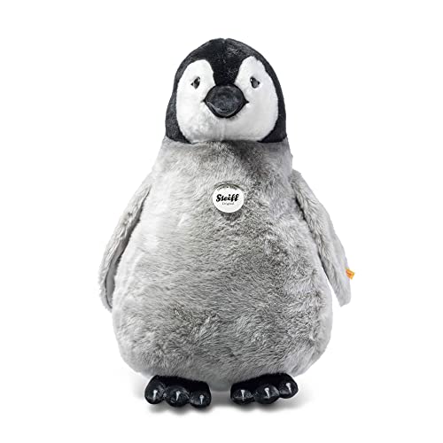 Steiff Kuscheltier Flaps Pinguin, Süßes Stofftier mit Kunststoffaugen, Kinder, Jungen & Mädchen, Plüschtier 60 cm, Hellgrau, 075728 von Steiff