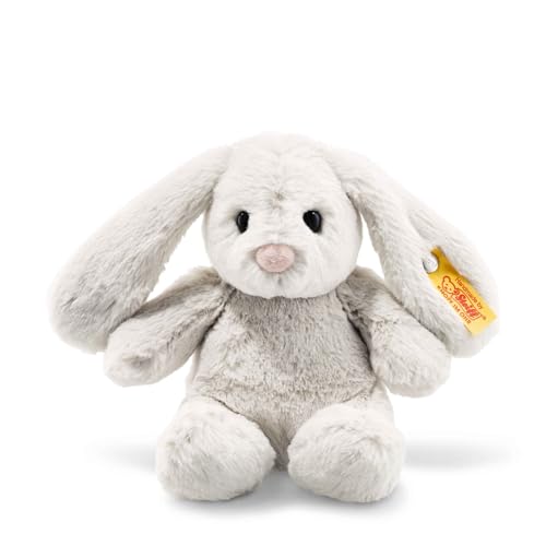 Steiff Hoppie Hase 18 cm hellgrau, Plüschtier mit Schlappohren, Soft Cuddly Friends, flauschiges Stofftier zum Kuscheln und Spielen, Kuscheltier für Mädchen und Jungen, waschmaschinenfest von Steiff