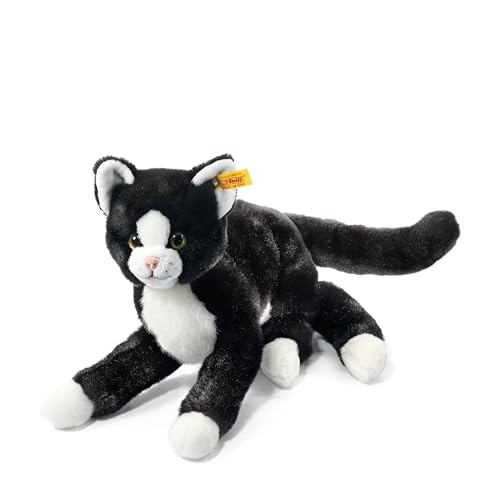 Steiff Mimmi Schlenker Katze - 30 cm - Kuscheltier für Babys - weich & waschbar - schwarz/weiß (099366) von Steiff