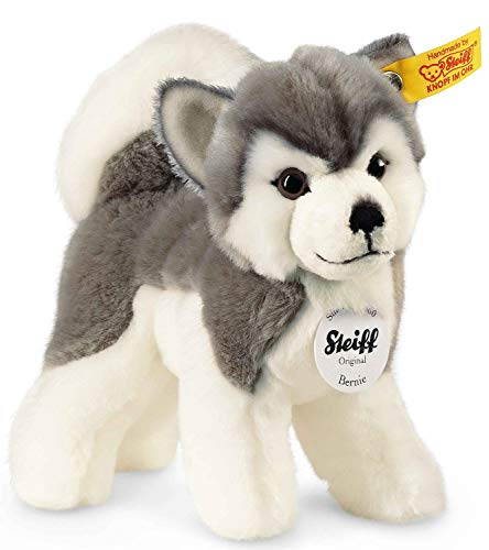 Steiff Kuscheltier Bernie Husky, Süßes Stofftier mit Kunststoffaugen, Kinder, Jungen & Mädchen, Plüschtier 17 cm, Weiß, 104985 von Steiff