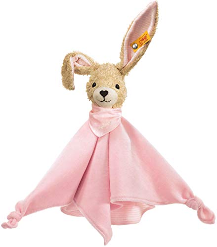 Steiff Kuscheltier Hoppel Hase Schmusetuch, Süßes Stofftier, Jungen, Mädchen & Babys ab 0 Monaten, Spielzeug 28 cm, Rosa, 237546 von Steiff