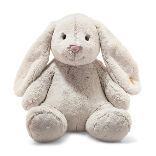 Steiff Kuscheltier Hoppie Hase, Süßes Stofftier mit Kunststoffaugen, Kinder, Jungen & Mädchen, Soft Cuddly Friends, Plüschtier 48 cm, Hellgrau, 080913 von Steiff